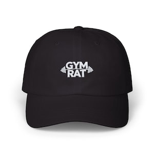 Gym Rat Dad Hat, Embroidered Fitness Cap, Weightlifting Gift, Bodybuilding Hat, Cotton Workout Cap, Gym Apparel for Him Her, Gym Lover Hat