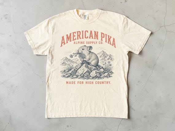 American Pika Shirt, Alpine Wildlife Tee, Vintage Mountain Graphic Shirt, Unisex Comfort Colors Shirt, Hiking Gift, National Park Tee
