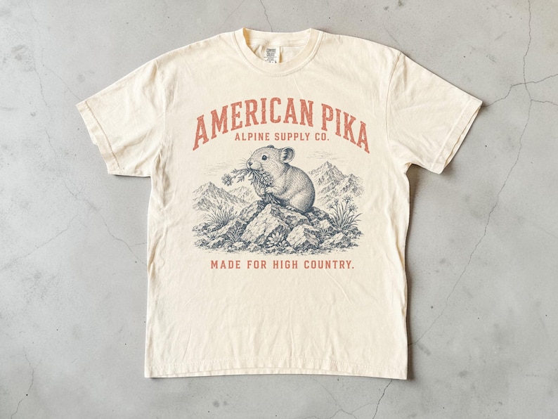 American Pika Shirt, Alpine Wildlife Tee, Vintage Mountain Graphic Shirt, Unisex Comfort Colors Shirt, Hiking Gift, National Park Tee image 1