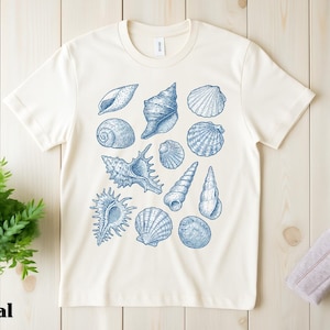Sea Shell Shirt, Coastal Beach Shell Tee, Vintage Seashell Graphic Shirt, Ocean Lover Gift, Soft Cream Summer Shell T-Shirt, Sea Shell Lover