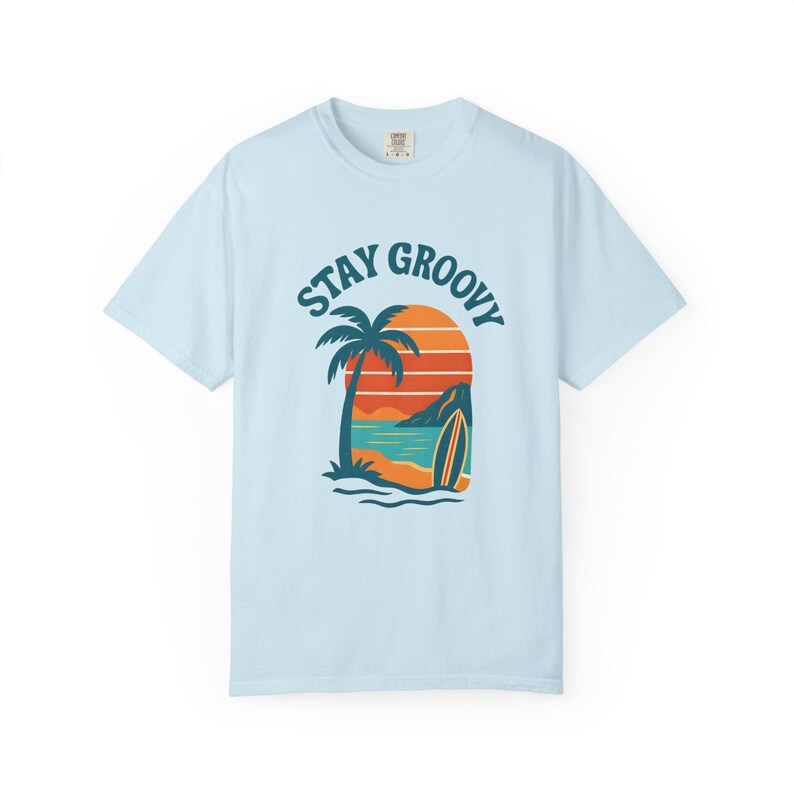 Stay Groovy Retro Surf Tee, 70s Beach Graphic image 6