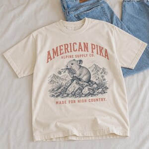 American Pika Shirt, Alpine Wildlife Tee, Vintage Mountain Graphic Shirt, Unisex Comfort Colors Shirt, Hiking Gift, National Park Tee image 2