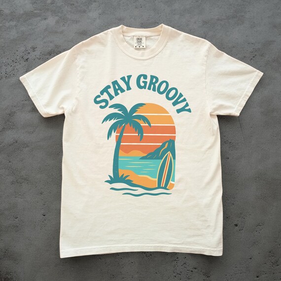 Stay Groovy Retro Surf Tee, 70s Beach Graphic