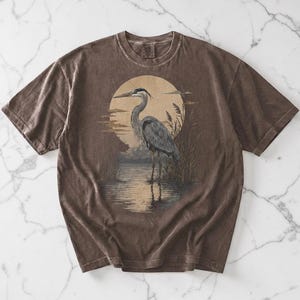 Great Blue Heron Shirt, Vintage Bird Tshirt, Unisex Comfort Colors, Bird Lover Gift, Birdwatching Tee, Nature Shirt, Wildlife Graphic Tee image 3
