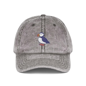 Puffin Embroidered Dad Cap, Vintage Puffin Hat, Coastal Bird Lover Gift, Wildlife Hat, Puffin Bird Cap, Embroidered Animal Hat, Puffin Lover