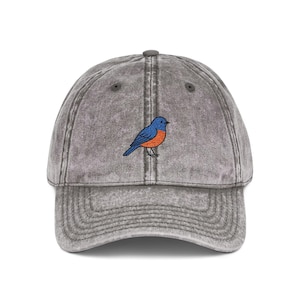 Bluebird Embroidered Dad Cap, Vintage Bird Hat, Wildlife Lover Gift, Birdwatching Hat, Naturecore Embroidered Cap, Cute Bird Hat Birdwatcher