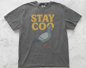 Stay Coo Shirt, Funny Pigeon Graphic Tee, Retro Bird Pun T-Shirt, Unisex Comfort Fit, Cool Animal Meme Shirt, Pigeon Lover Birdwatcher Gift