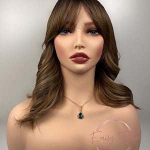 Brown wig  synthetic wig with bangs Premium Synthetic fibers no glue no lace wig