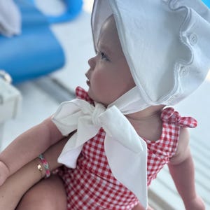 The Elouise Bonnet | Handmade Custom Baby Bonnet | Vintage Style Baby Bonnet | Custom Baby Girl Hat with Ruffles | Newborn to Toddler Sizes