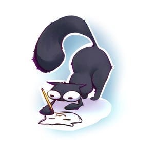Adesivo de gato com desenho louco - Arikoa Designs - Vinil fosco e brilhante