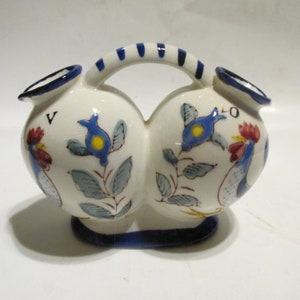 Narco Hand Painted  Rooster Double Sided Jug Bud Vase / Japan