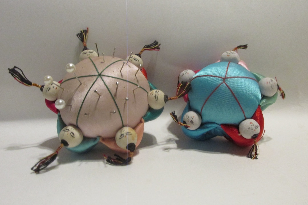 Chinese Silk Pincushions, 6 and 5 People Holding Hands, Sewing Etsy