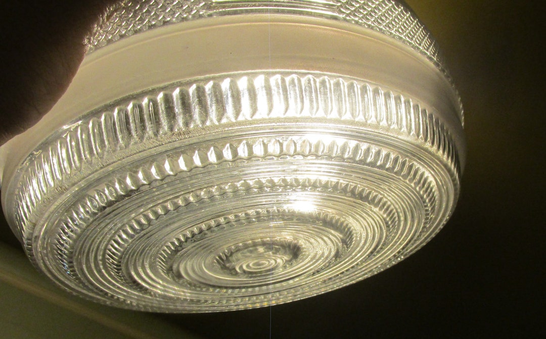Art Deco Lighting, Flush Ceiling Light Cover With Frosted Glass and