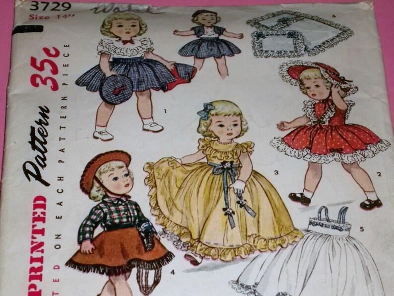 Doll Clothes Pattern 1950 S 14 Inch Doll Original Cowgirl Etsy