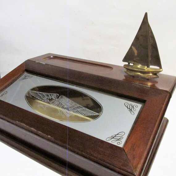 Mid Century Wooden Jewelry Box Men S Vanity Eagle Mid Century Wooden Jewelry Box Men S Vanity Eagle Brass Boat, Mens Vanity Jewelry Box