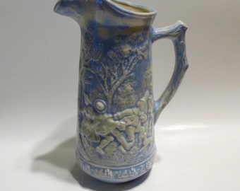 Colonial Ceramic Water Pitcher with Dancing People