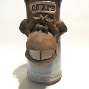 Mahon Stoneware Drip Clay Ceramic GO APE Monkey Tall Stein Mug