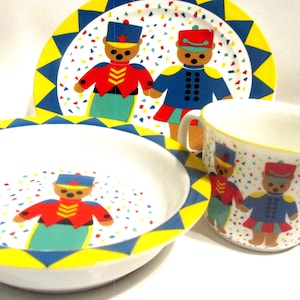 Marching Bears Sango Fine China Childs 3 Piece Dinner Set, New in Open Box