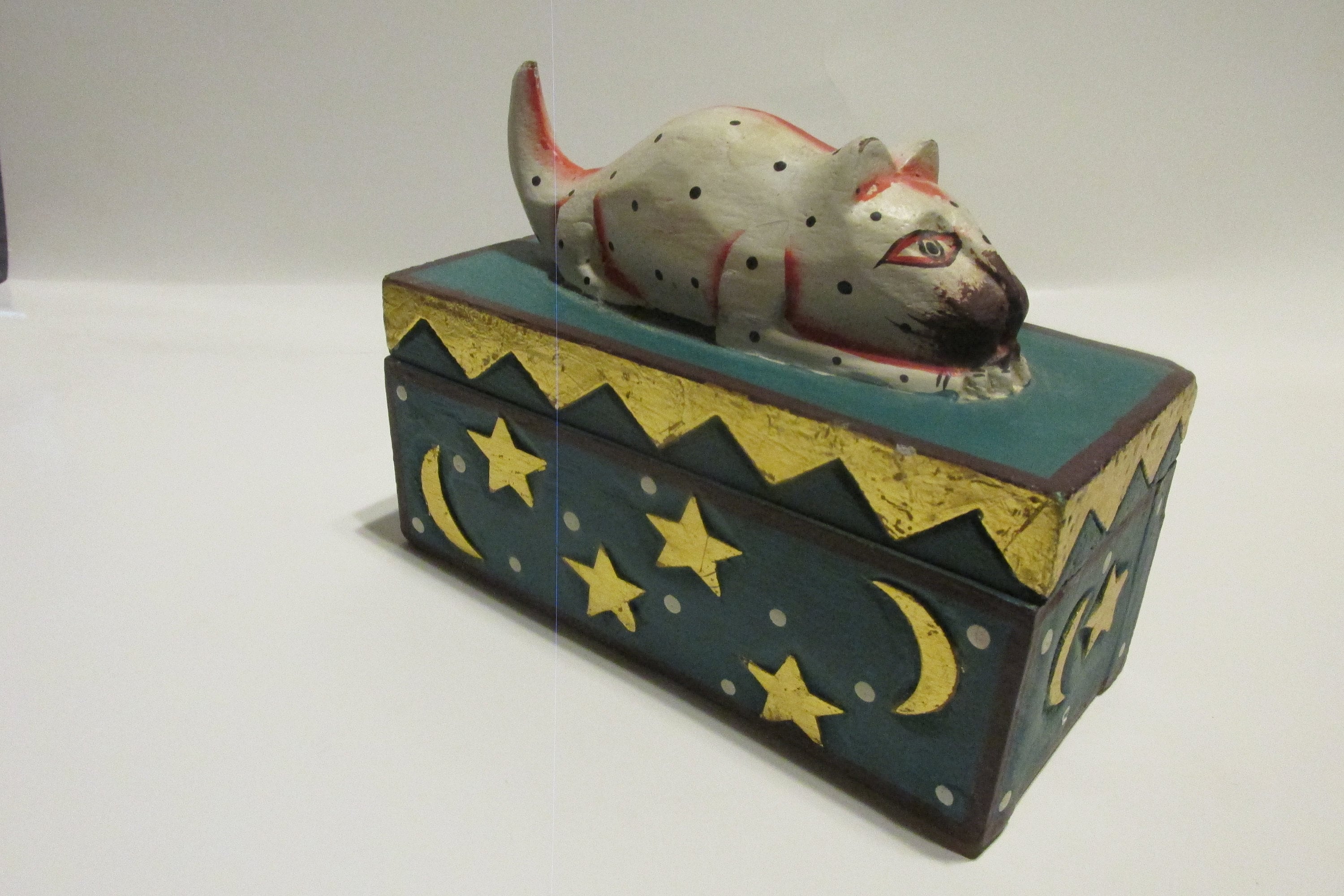 Hand Painted Wooden Box Cat - Etsy