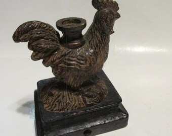 Rooster Repurpose Candleholder, Kitchen Bookend Pencil Holder