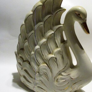 Ceramic Swan Planter Hand Painted with Gold Details
