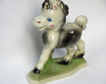 Retro Nursery Pony Figurine , Ceramic, Nursery Decor