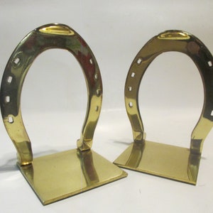 Brass Western Equestrian Horseshoe Bookends