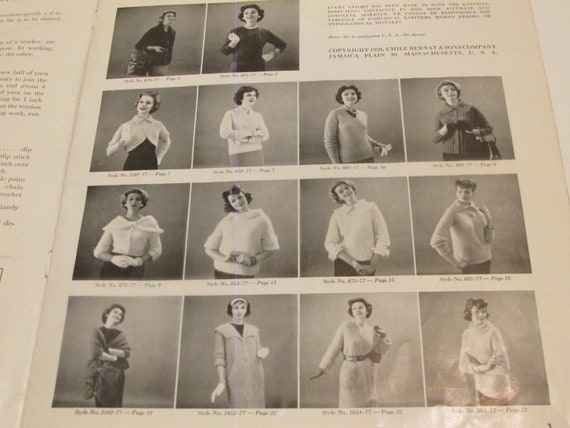 1959 Bernet Mohairspun Sweaters Knitting Book