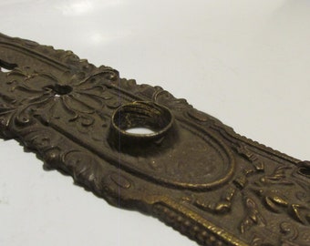 Antique Architectural Salvage Brass Ornate Door Knob Plate, Numbered
