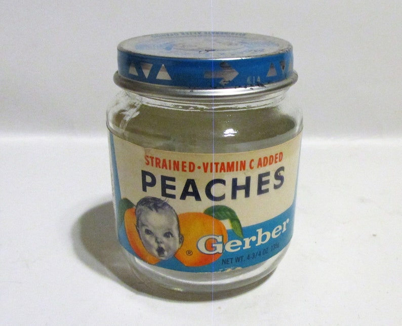 Gerber Vintage Baby Food Jar Peaches 4.75 Oz. Empty Jar Etsy