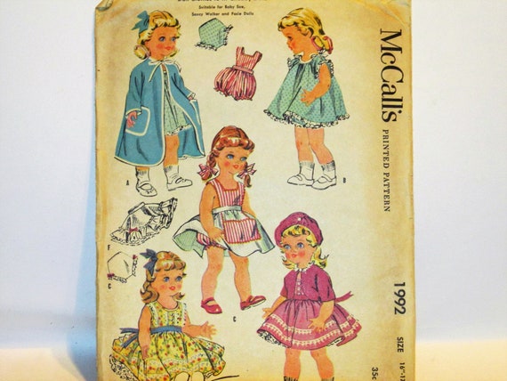 Vtg Toddler Baby Sue Baby Doll Clothes Pattern ~ 23/" Saucy Walker Tootles