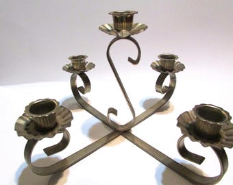 Candelabra, Mid-Century Five Flower Shape Taper Candle Holders