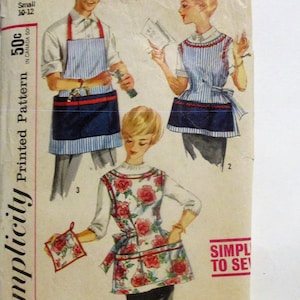 Mid-Century Men&#39;s and Women&#39;s 1950&#39;s Aprons Pattern, UNCUT, Size Small 10-12