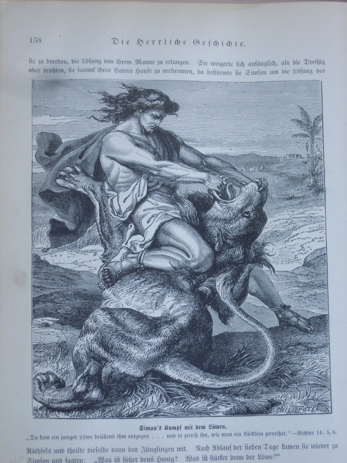 Antique The Bible Story in German, 250 Engravings and Lithograph Plates / Gustave Dore / 1888