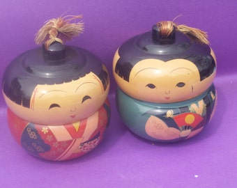 Japanese People Jars Brought Back From Korean War in Wooden Box/ Reduced