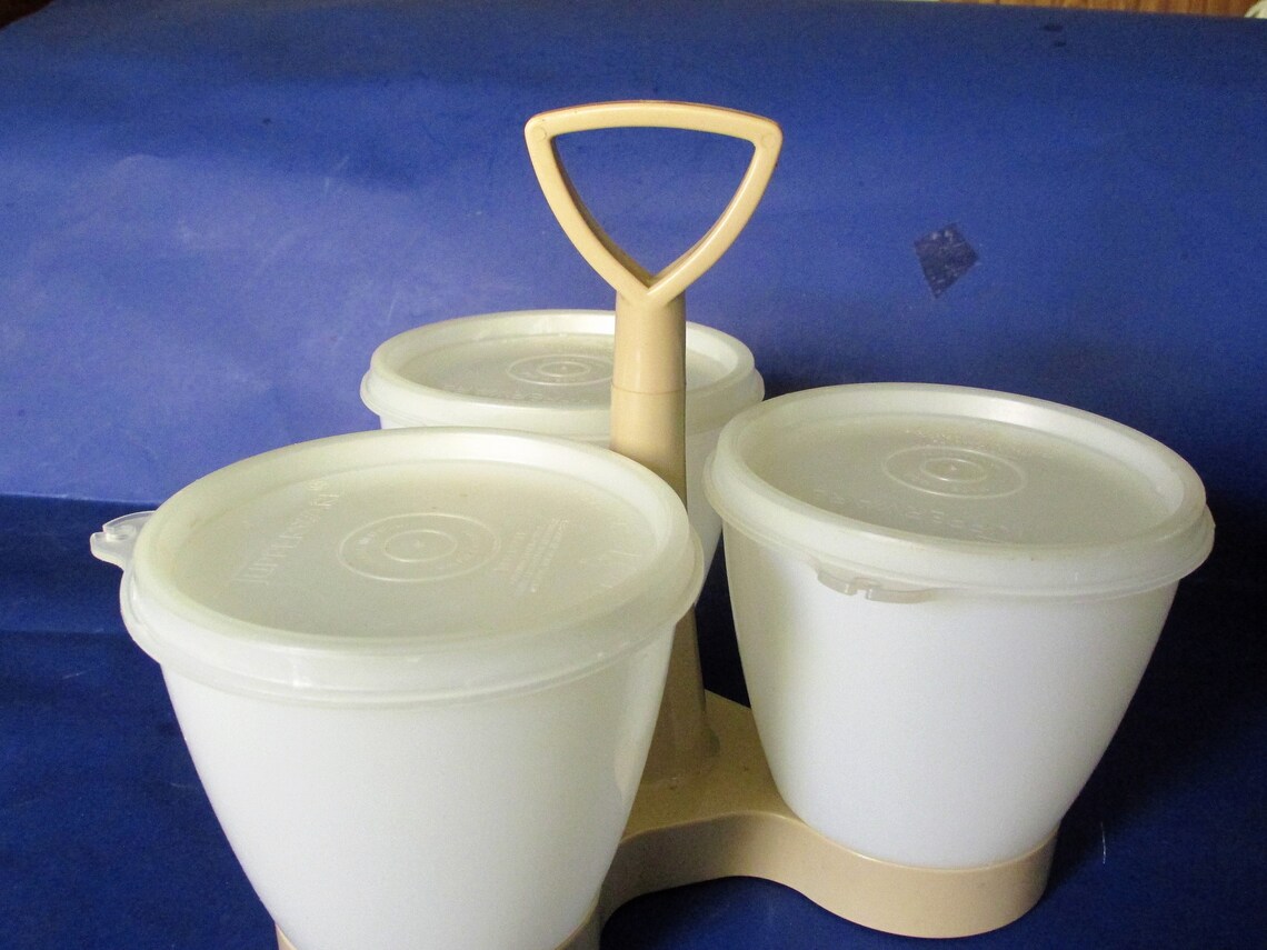 Retro Tupperware Condiment Almond Caddy Cups with Sheer Lids Etsy