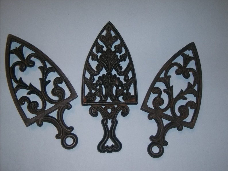 Vintage Decorative Metal Black Trivets Set Of 3