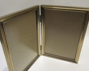 Vintage Gold Metal Bi Fold Picture Frame 7 X 5 Double Picture Frame ...