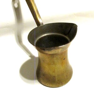 Turkish Coffee Pot of Copper Clad, Tin Creamer. Ladle