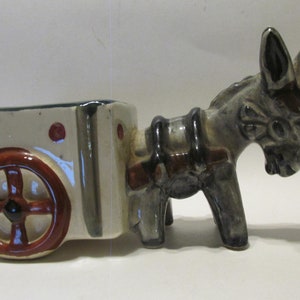 Occupied Japan Hand Painted Donkey and Cart Planter, Windowsill Planter
