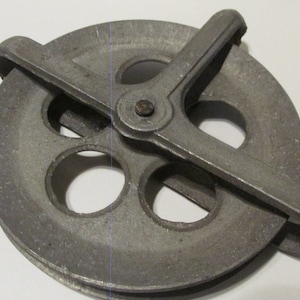 Industrial Metal Galvanized Clothesline Pulley Wheel, Repurpose, Steampunk