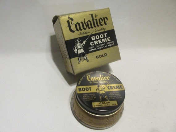 Cavalier Vintage Boot Creme Box and Full Jar Gold Color Etsy