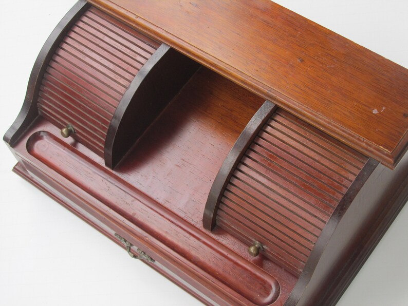 Men S Cherry Wood Vanity Organizer With Roll Top Etsy