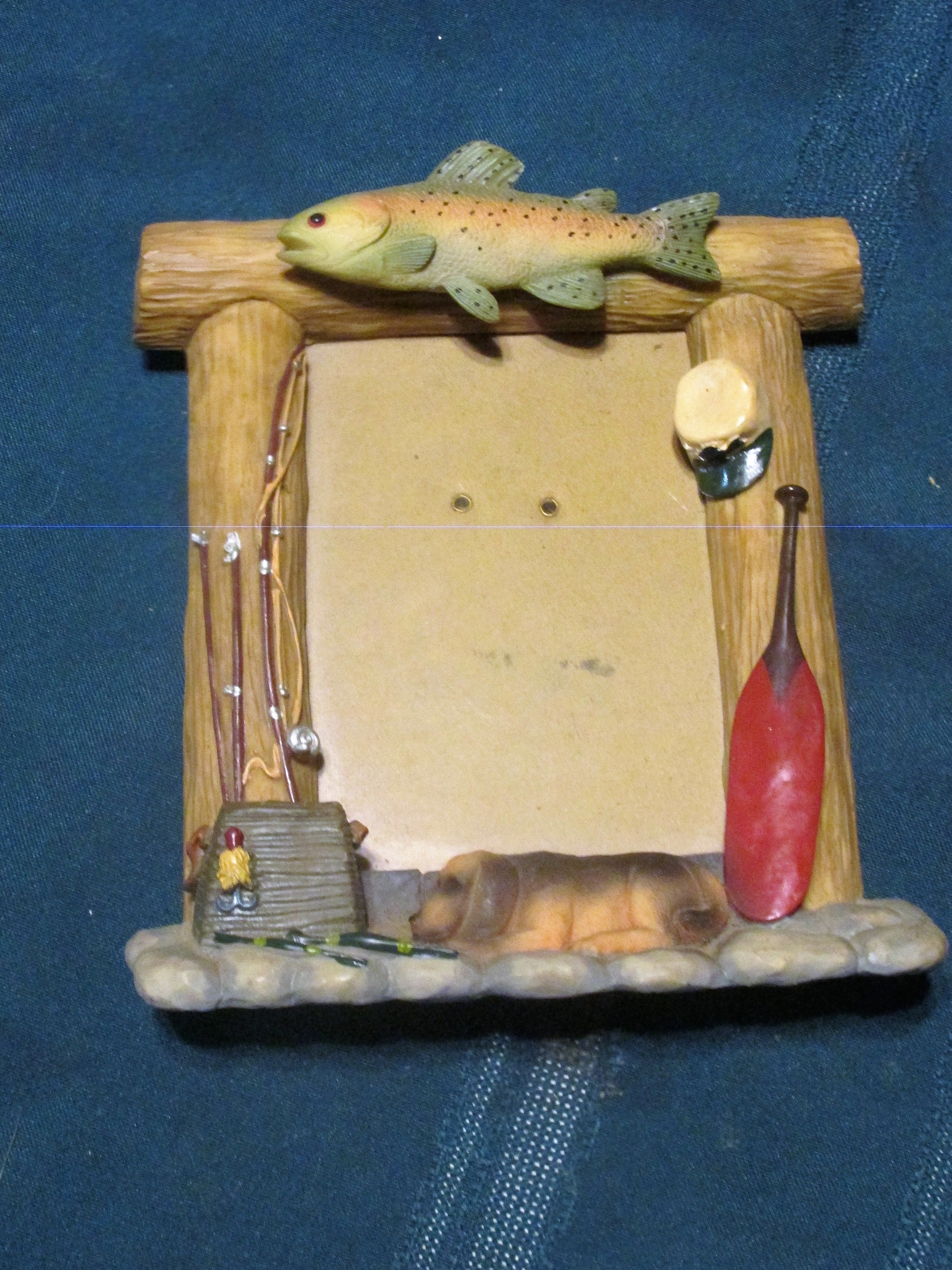 Fishing, Fisherman 3-D Vintage DEZINE Frame With Fish Trout and Blood Hound  Dog, Fisherman Gift, Cabin Decor 
