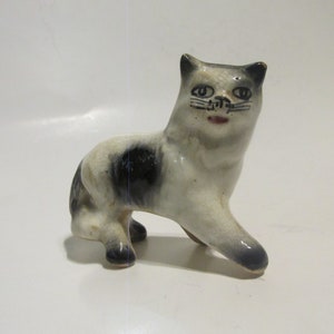 Anthropomorphic Black and White Cat Figurine