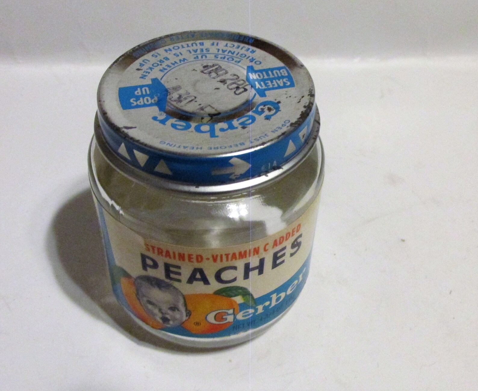 Gerber Vintage Baby Food Jar, Peaches, 4.75 Oz. Empty Jar, Retro Decor