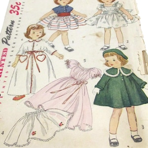 Rare Original 1950&#39;s Dolls Clothes Pattern Designed for Saucy Walker and Bonny Braids Walking Doll 22 Inches/ Partial Cut