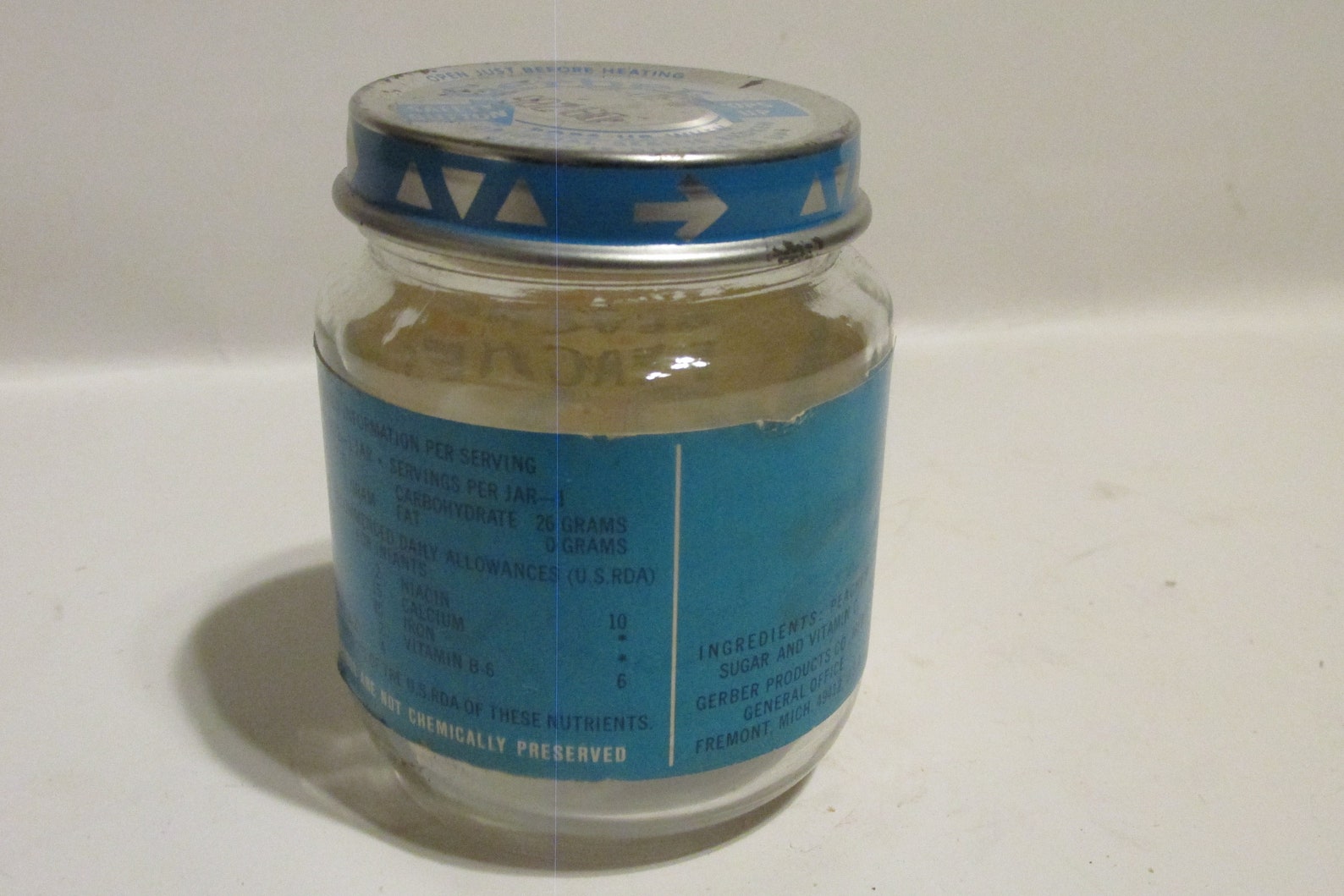 Gerber Vintage Baby Food Jar, Peaches, 4.75 Oz. Empty Jar, Retro Decor