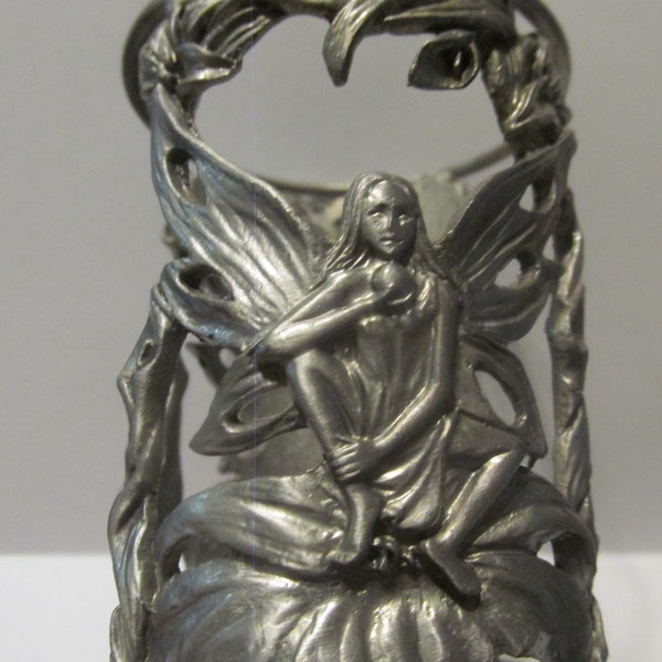 Pewter Fairy on Flower Candle Holder