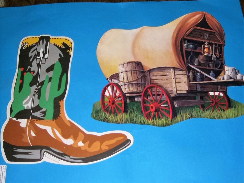 Cowboy Western 5 Large Wall Decorations Etsy